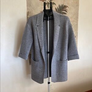 Moth Gray Blazer with Notched Lapels and Relaxed Fit